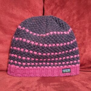 Patagonia Pink and Gray Knit Beanie